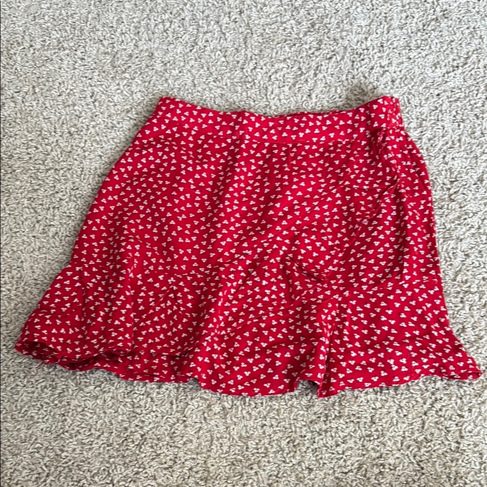 Red Heart Print Skirt